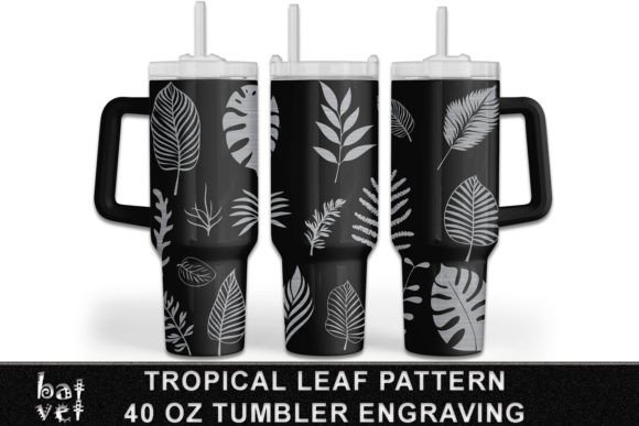 40 Oz Tumbler Dragon Tropical Leaf SVG