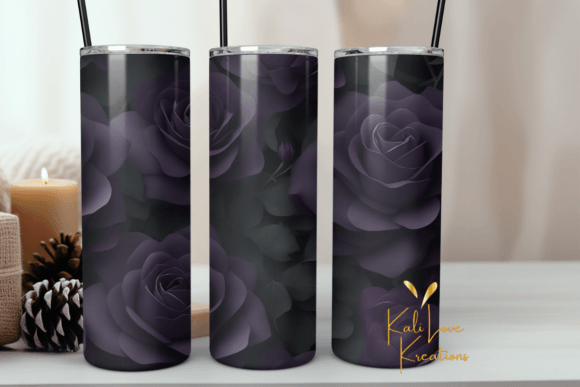 Black and Purple Roses Tumbler Wrap