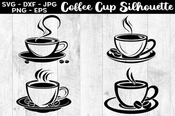 Coffee Cup with Steam Silhouettes SVG