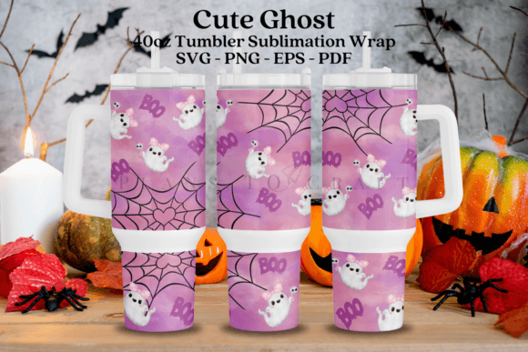 Cute Ghost Halloween 40oz Tumbler Wrap