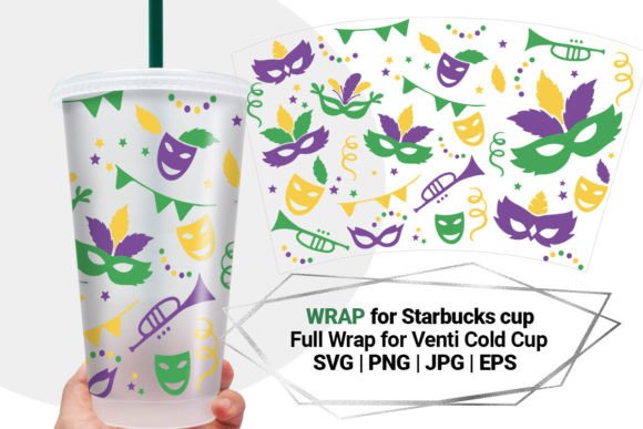 Mardi Gras Wrap Svg for Starbucks 24Oz