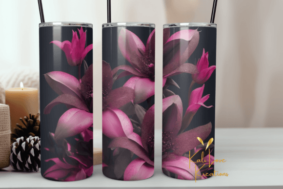 Pink and Black Lilies Tumbler Wrap