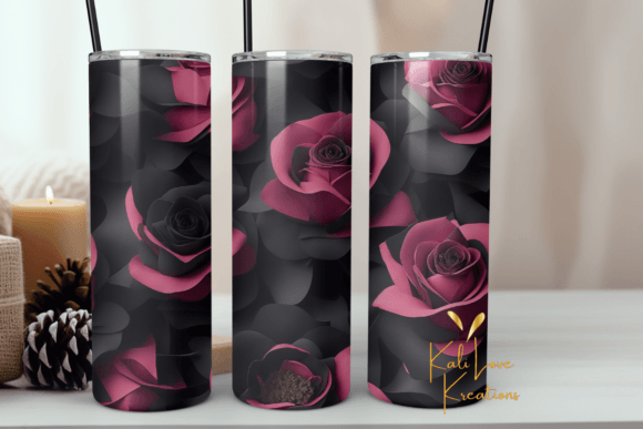 Pink and Black Roses Tumbler Wrap