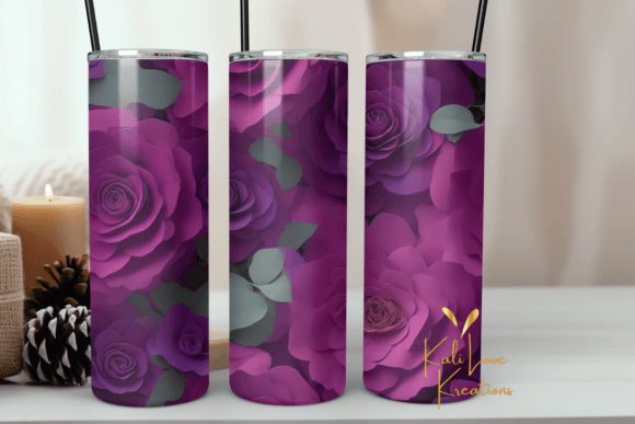 Pink and Purple Roses Tumbler Wrap