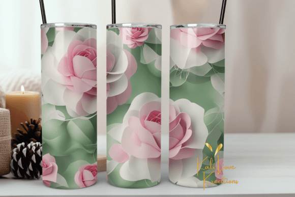 Pink and White Roses Tumbler Wrap