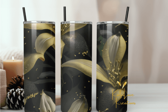 Yellow and Black Lily Tumbler Wrap